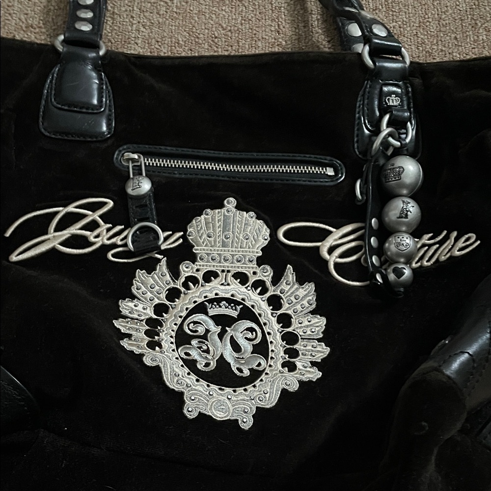Juicy Couture Black Shoulder Bag with Silver Details